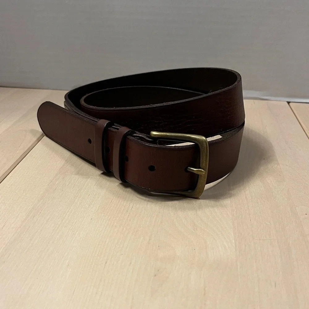 Polo Ralph Lauren Dark Brown Leather Belt w/ Brass Hardware Men’s Size 40 - EUC